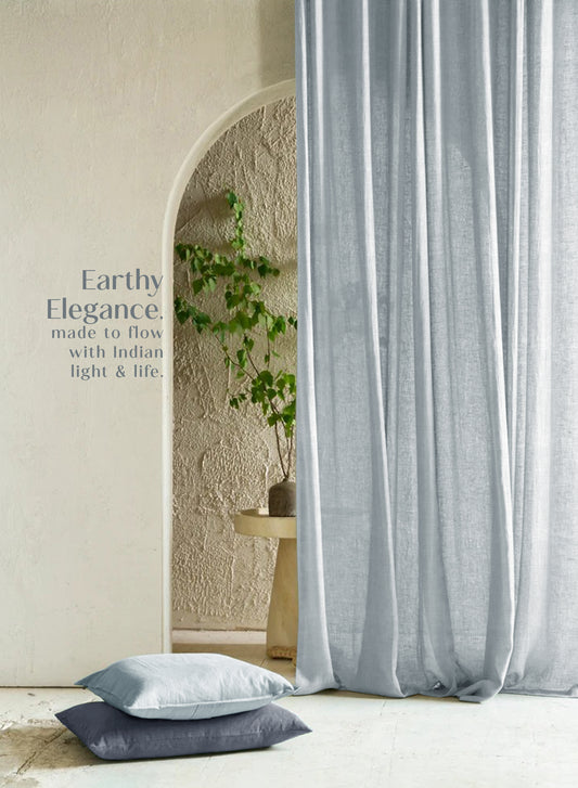 Amore Plain Sheer Curtains | Airy Elegance & Soft Light Filter | Echo Blue | Set of 2 | Fully Customizable