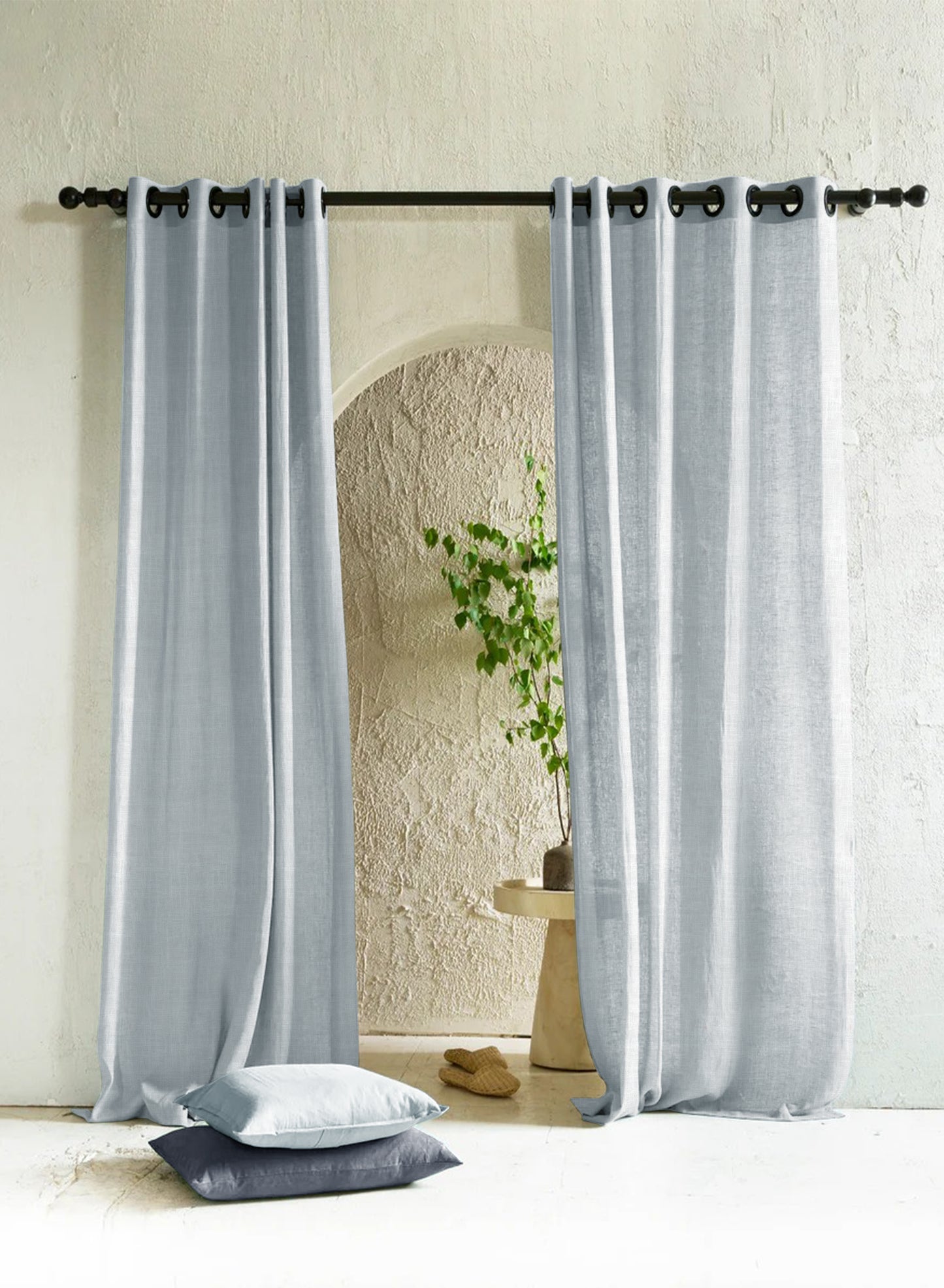 Amore Plain Sheer Curtains | Echo Blue | Set of 2