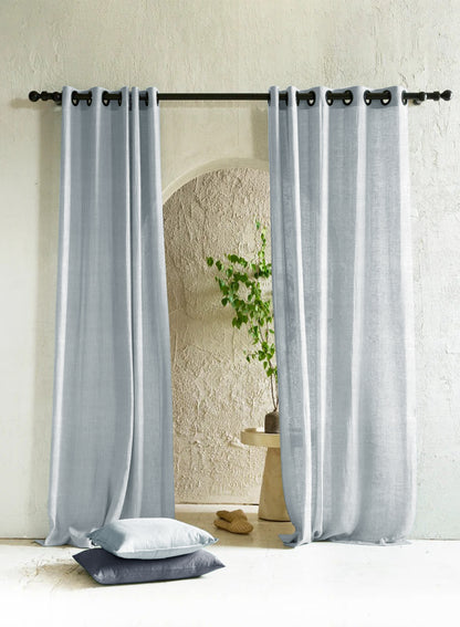 Amore Plain Sheer Curtains | Echo Blue | Set of 2