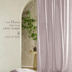 Amore Striped Sheer Curtains | Airy Elegance & Soft Light Filter | Ash Brown | Set of 2 | Fully Customizable