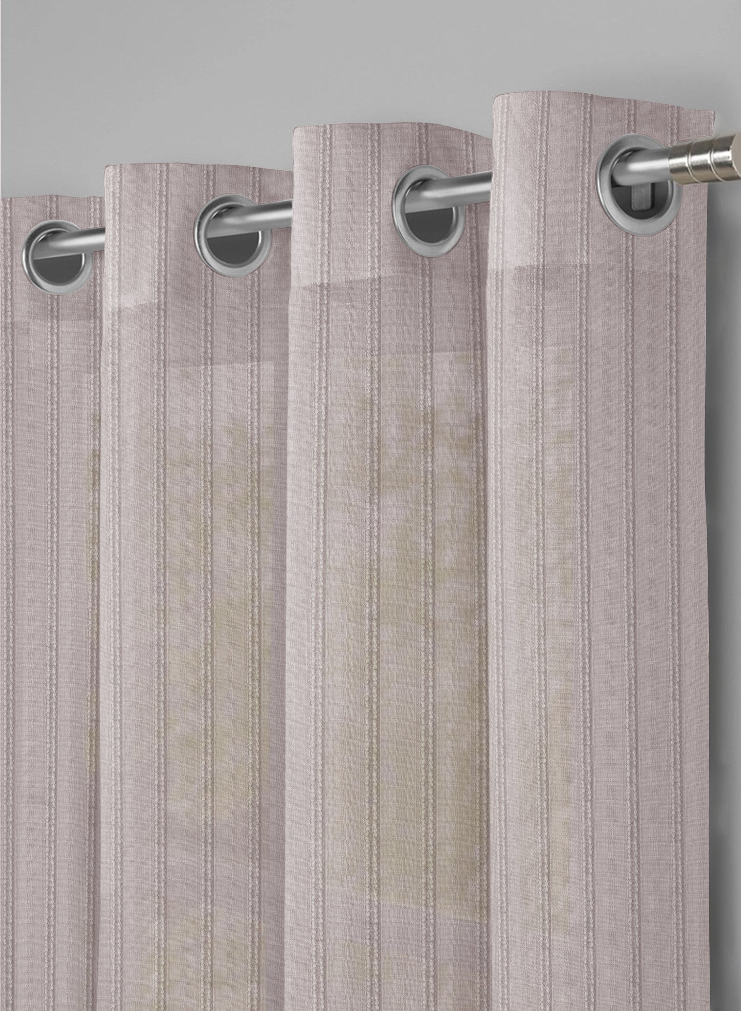 Amore Striped Sheer Curtains | Ash Brown | Set of 2