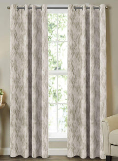 Farella Jacquard Blackout Curtains | Chrome White | Set of 2 (Pattern 1)