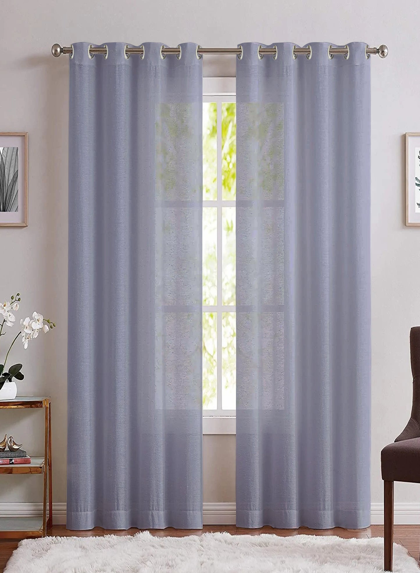 Casper Plain Sheer Curtains | Blue | Set of 2