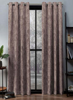 Bling Rustic Vibe Blackout Curtains | 100% Cotton | Brown | Set of 2