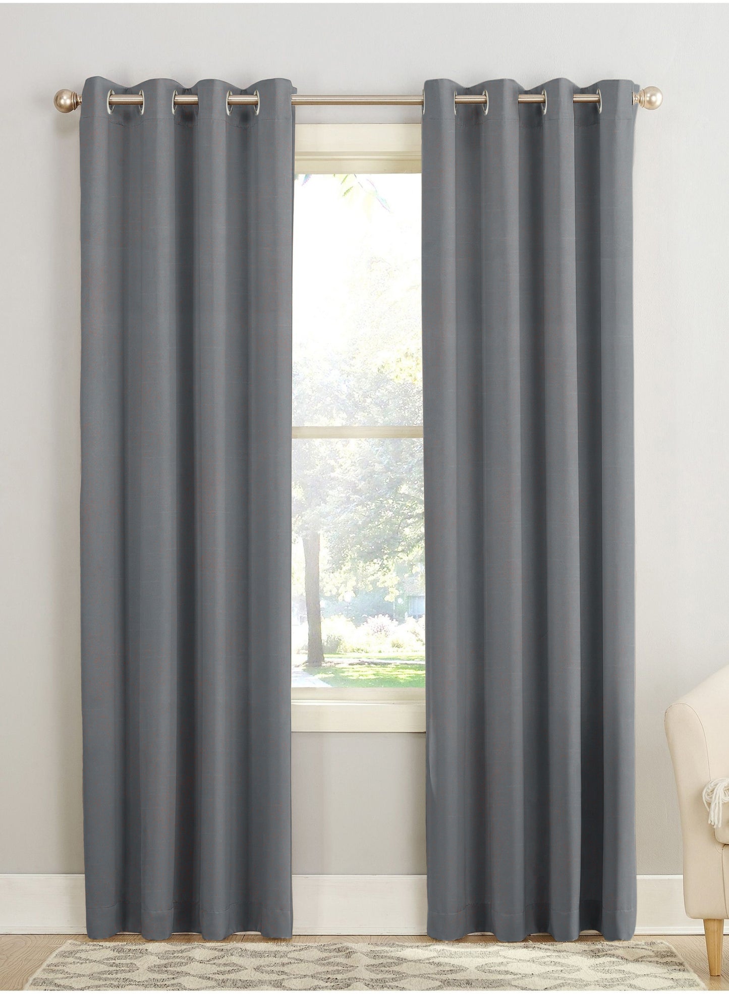 Casper Plain Room Darkening Curtains | Bright Gray | Set of 2