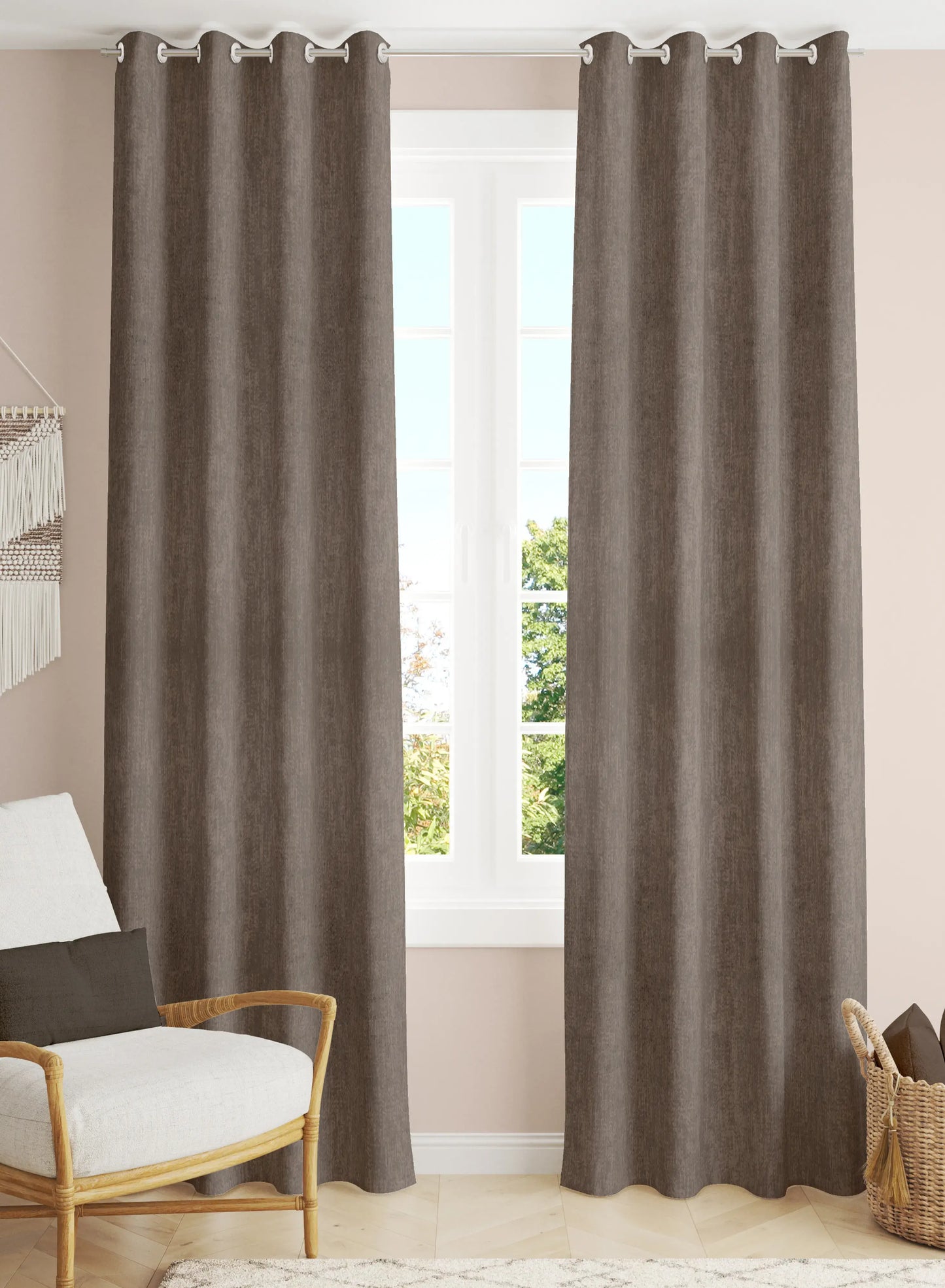 Arezzo Plain Blackout Curtains | Roman Coffee | Set of 2