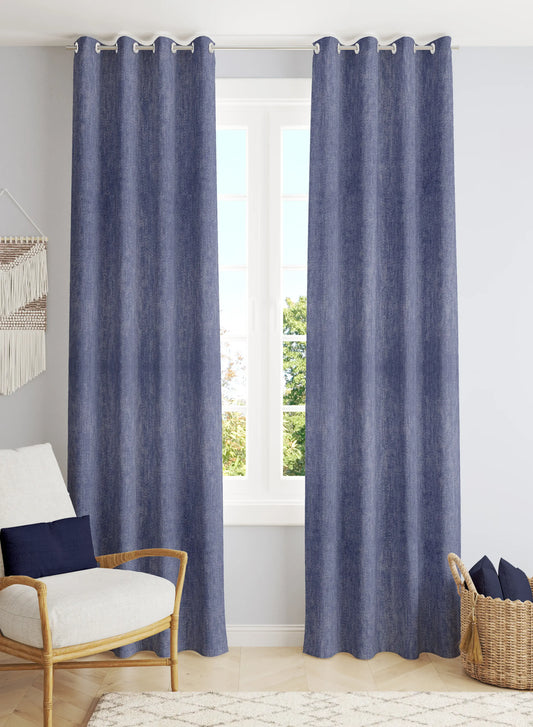 Arezzo Plain Blackout Curtains | Comet Blue | Set of 2