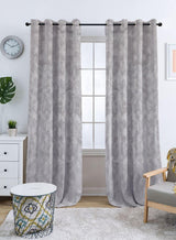 Venezia Blackout Curtains | Luxe Jacquard Texture & Total Light Block | Gray | Set of 2 | Fully Customizable