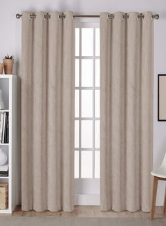 Lyon Cotton Room Darkening Curtains | Subtle Abstract Texture | Camel | Set of 2 | Fully Customizable