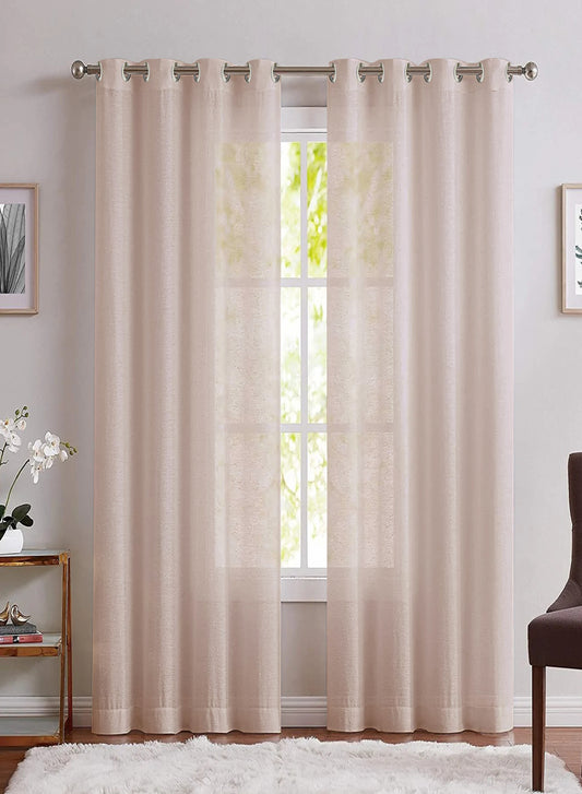 Casper Plain Sheer Curtains | Light Brown | Set of 2