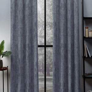 Bling Rustic Vibe Room Darkening Curtains | 100% Cotton | Dark Gray | Set of 2