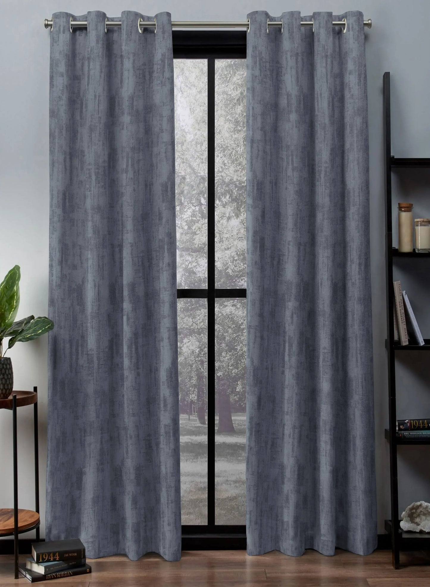 Bling Rustic Vibe Room Darkening Curtains | 100% Cotton | Dark Gray | Set of 2