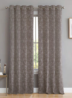 Elwana Jacquard Blackout Curtains | Brown | Set of 2 (Pattern 1)