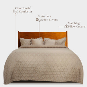 Home Crayons CloudTouch™ AC Comforter Set | 33% Oversized | Includes 2 Pillow Covers & 2 Cushion Covers | Oatmeal