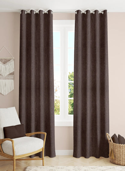 Arezzo Plain Blackout Curtains | Crater Brown | Set of 2