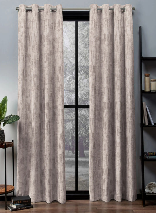 Bling Rustic Vibe Room Darkening Curtains | 100% Cotton | Dark Beige | Set of 2