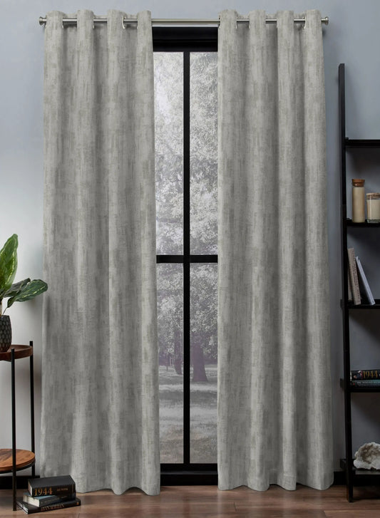 Bling Rustic Vibe Blackout Curtains | 100% Cotton | Gray | Set of 2