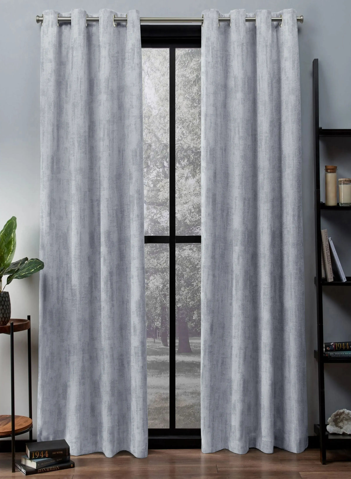 Bling Rustic Vibe Blackout Curtains | 100% Cotton | Mint Blue | Set of 2