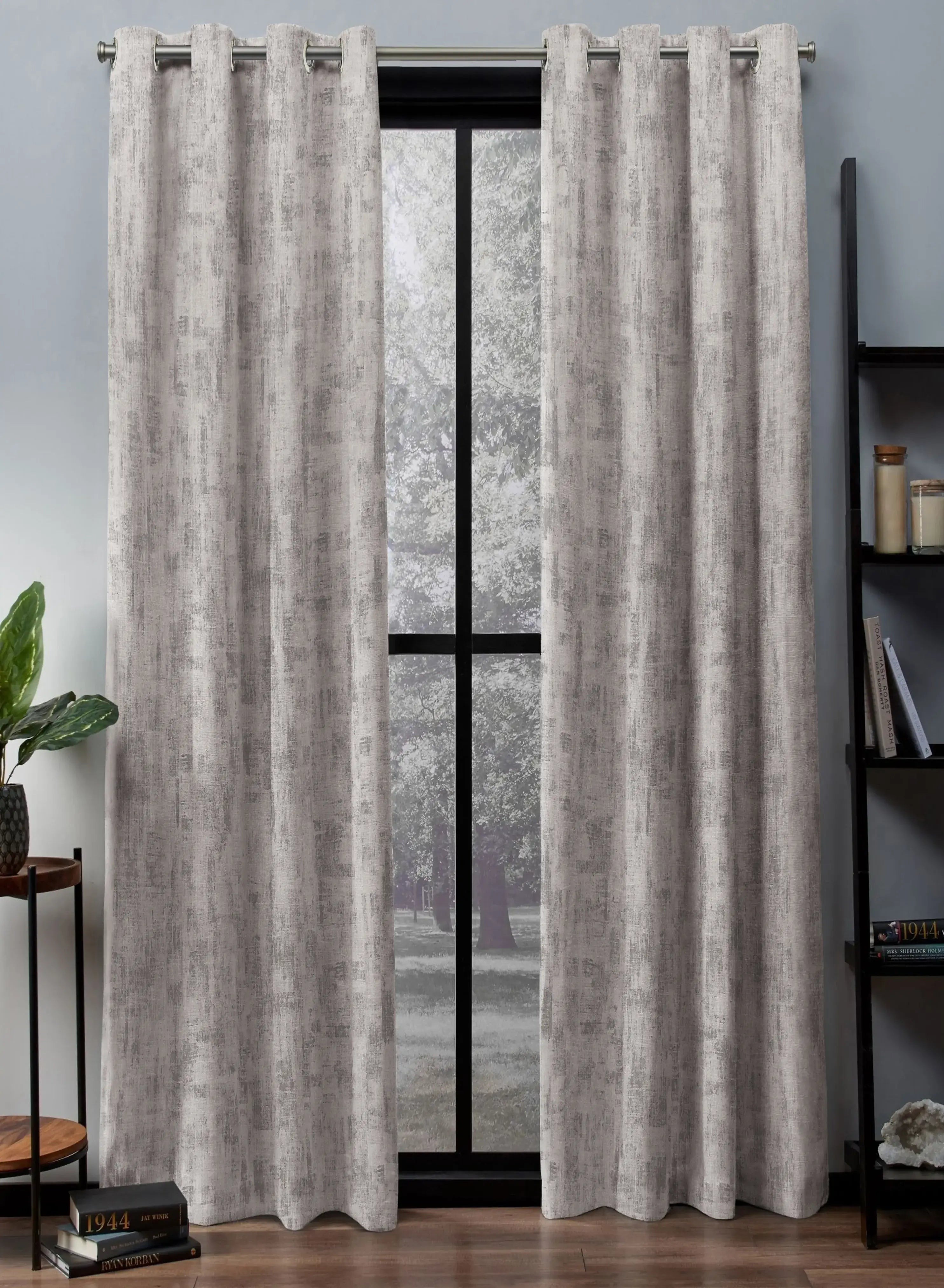 Bling Rustic Vibe Blackout Curtains | 100% Cotton | Cream | Set of 2