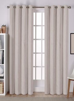 Lyon Cotton Blackout Curtains | Subtle Striped Weave & Total Light Block | Beige | Set of 2 | Fully Customizable
