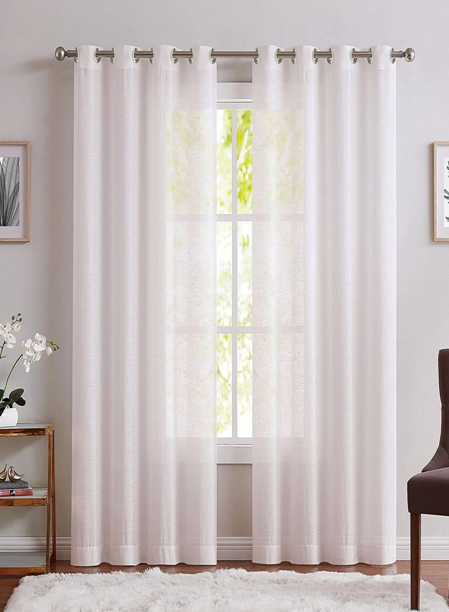 Casper Plain Sheer Curtains | White | Set of 2