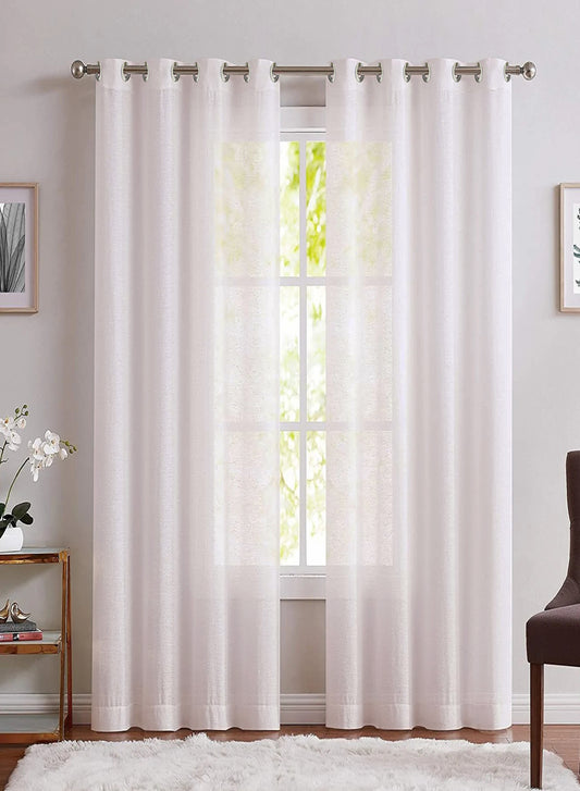 Casper Plain Sheer Curtains | White | Set of 2