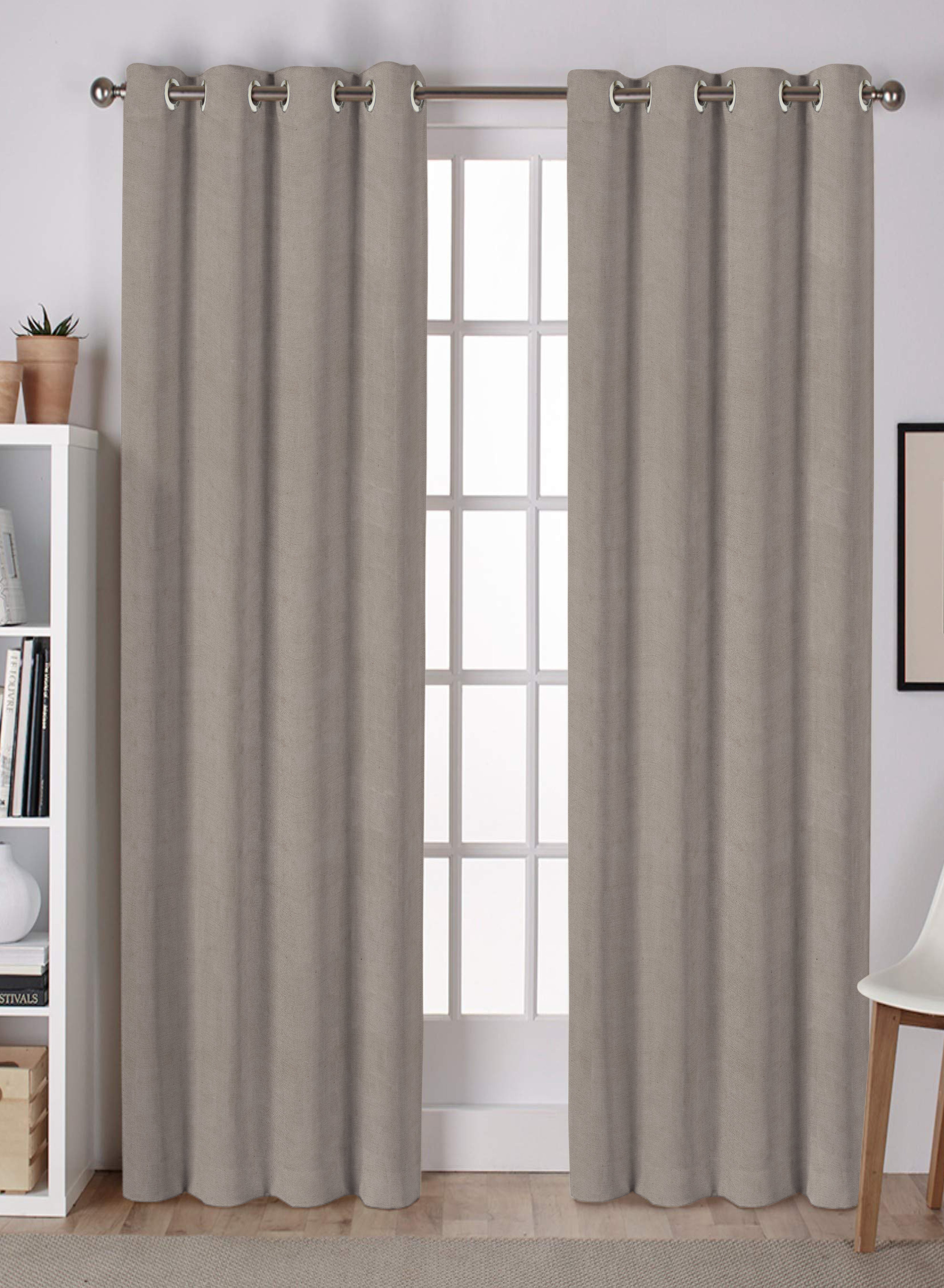 Lyon Cotton Room Darkening Curtains | Plain Elegance for Modern Homes | Taupe Gray | Set of 2 | Fully Customizable