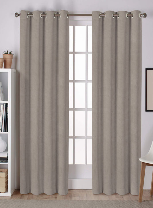 Lyon Cotton Room Darkening Curtains | Taupe Gray | Set of 2 (Pattern 3)