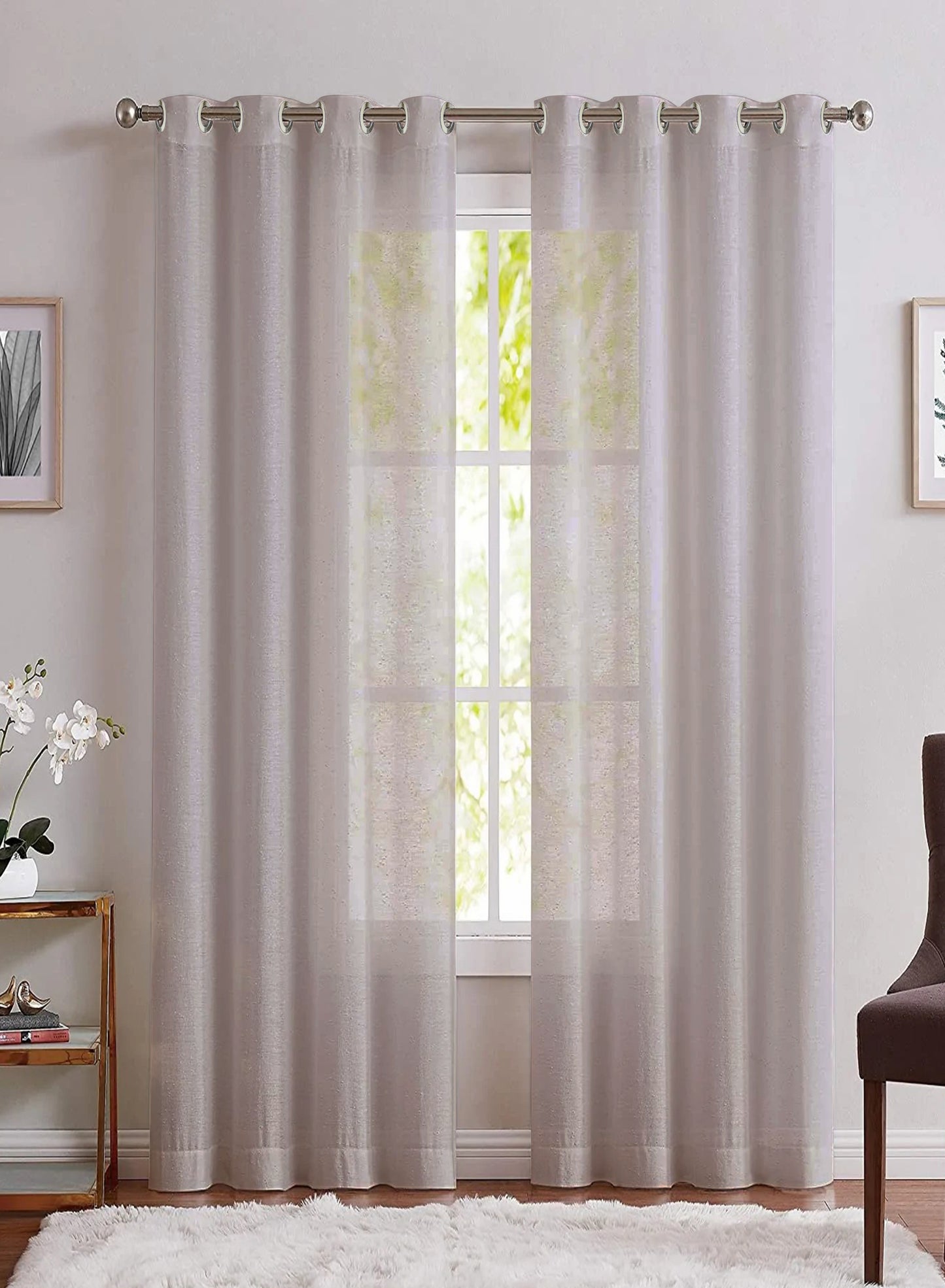 Casper Plain Sheer Curtains | Off White | Set of 2