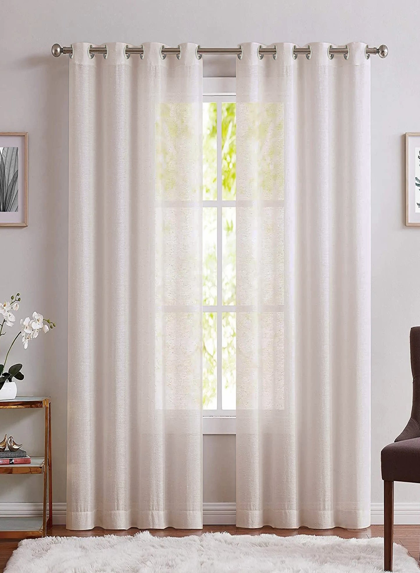 Casper Plain Sheer Curtains | Beige | Set of 2