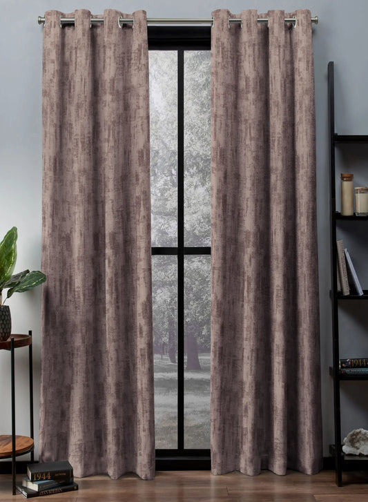 Bling Rustic Vibe Room Darkening Curtains | 100% Cotton | Brown | Set of 2