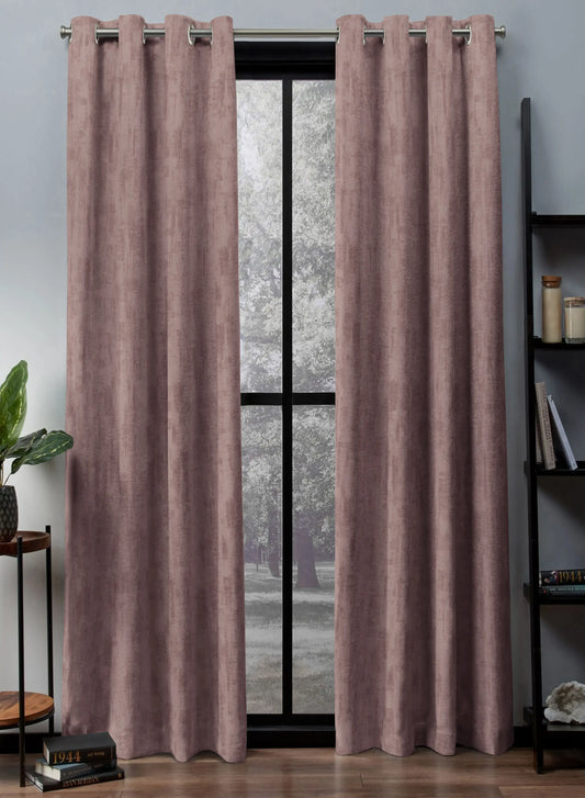 Bling Rustic Vibe Room Darkening Curtains | 100% Cotton | Pale Brown | Set of 2