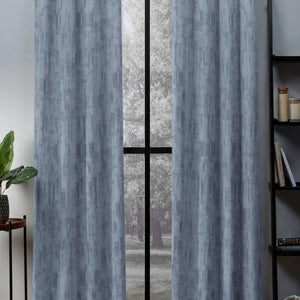 Bling Rustic Vibe Room Darkening Curtains | 100% Cotton | Blue | Set of 2