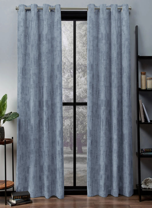 Bling Rustic Vibe Room Darkening Curtains | 100% Cotton | Blue | Set of 2