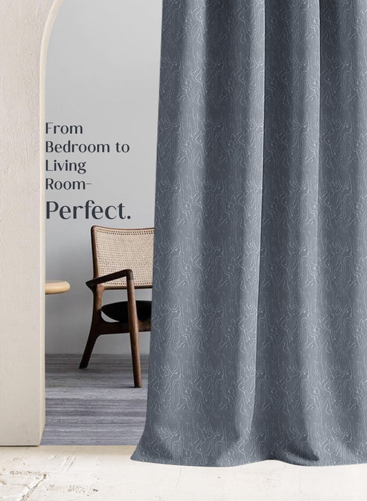 Teramo Jacquard Room Darkening Curtains | Drift Jacquard Weave | Abstract Gray | Set of 2 | Fully Customizable