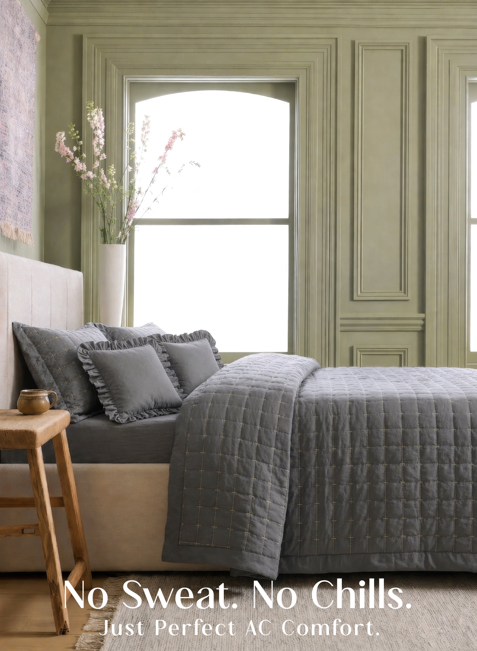Home Crayons CloudTouch™ 5-Piece AC Comforter Set | 33% Oversized | Includes 2 Pillow & 2 Cushion Covers | Pebble Gray
