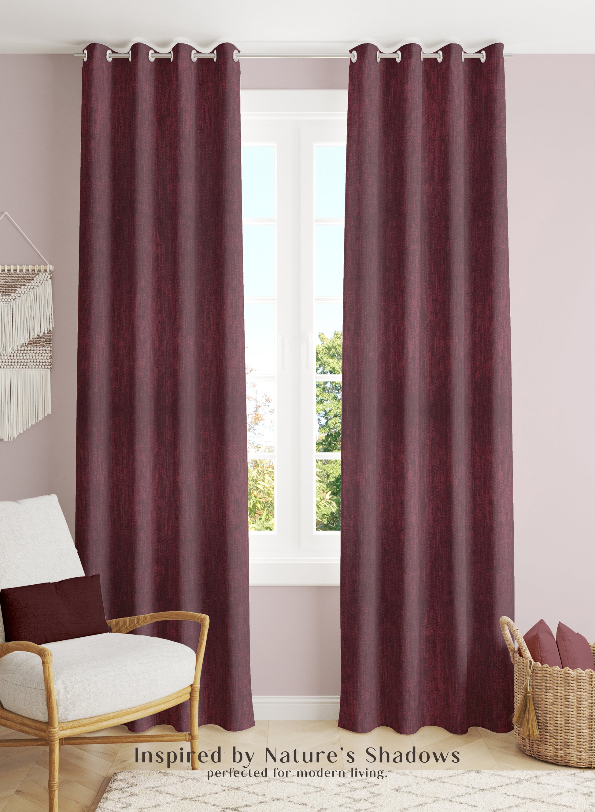 Arezzo Plain Blackout Curtains | Soft Heavy Fabric & Total Light Block | Maroon | Set of 2 | Fully Customizable