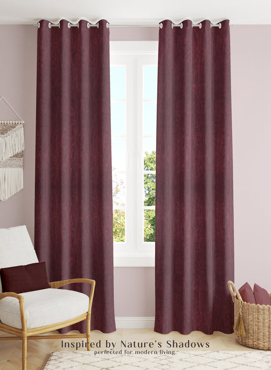 Arezzo Plain Blackout Curtains | Soft Heavy Fabric & Total Light Block | Maroon | Set of 2 | Fully Customizable
