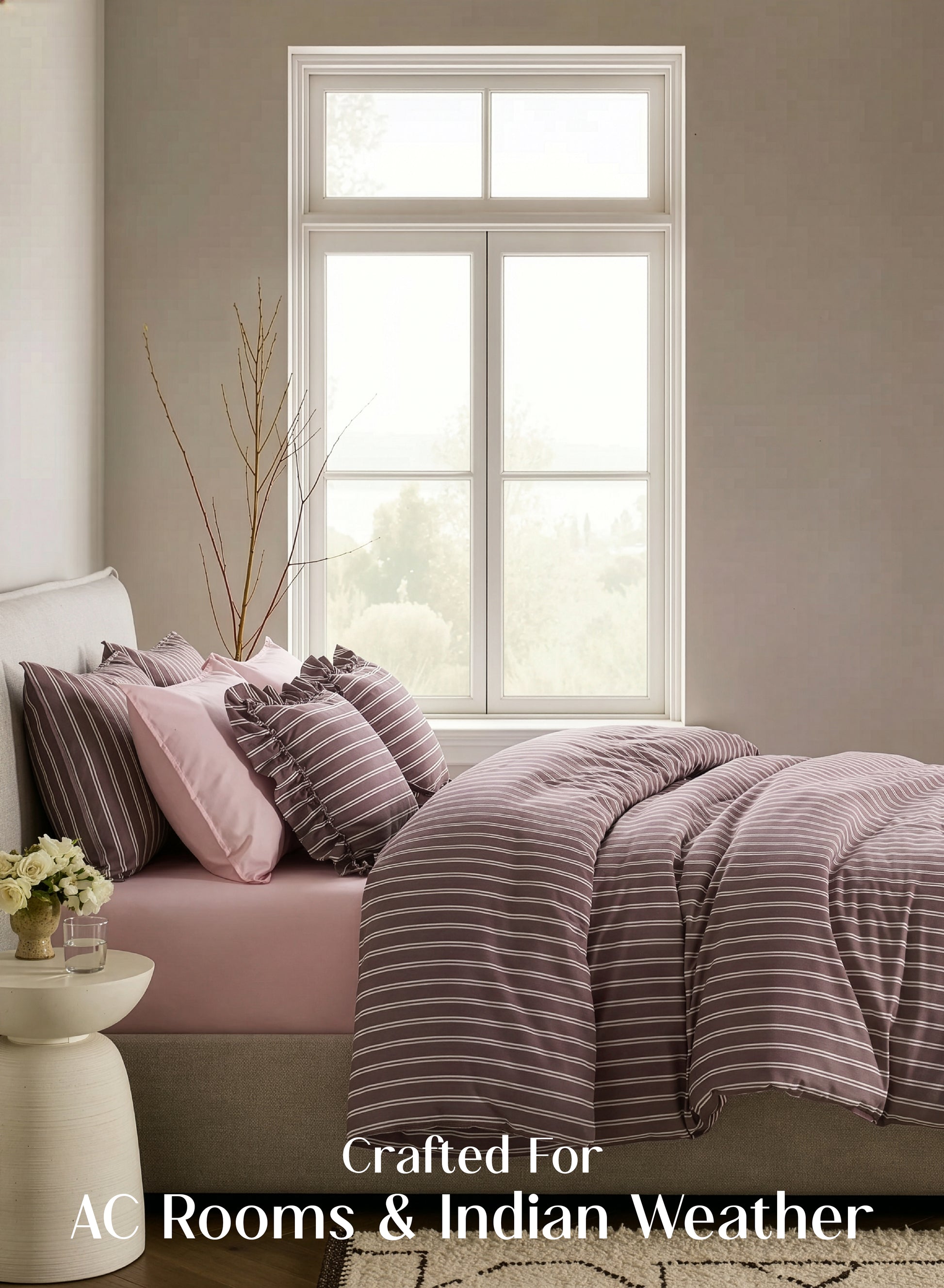 Crayonic™ 8-Piece AC Bedding Set | Signature Designer Bedding for AC Rooms | Merlot