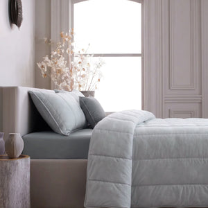 Home Crayons Cocoon AC Comforter Set | 5-Piece Designer Bed Set for Modern Homes | Pearl Gray