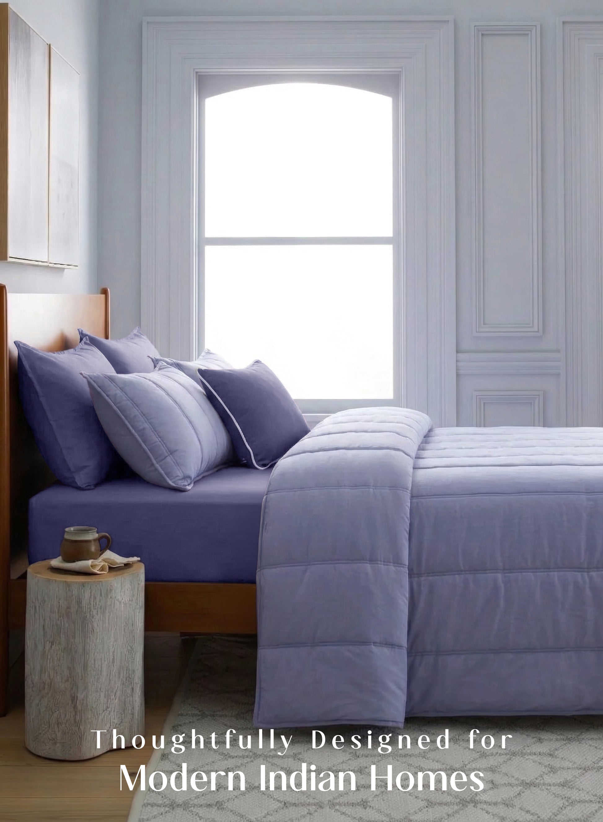 Home Crayons Cocoon 8-Piece AC Bedding Set | Coordinated Comforter, Fitted Sheet & Covers in One Set | Lavender Haze