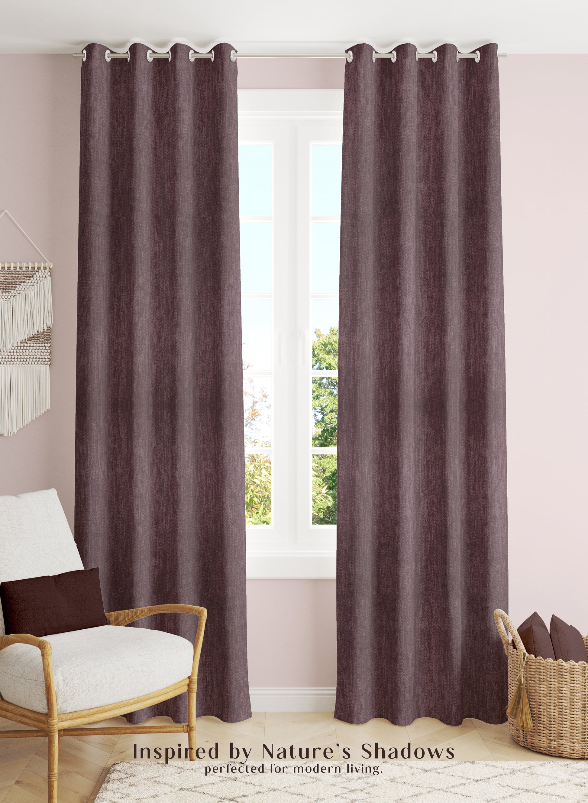Arezzo Plain Blackout Curtains | Soft Heavy Fabric & Total Light Block | Mauve | Set of 2 | Fully Customizable
