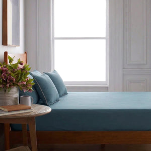 Home Crayons LuxeFit™ Fitted Bedsheet Set | Perfect Fit for Queen & King Mattresses | Tropical Teal