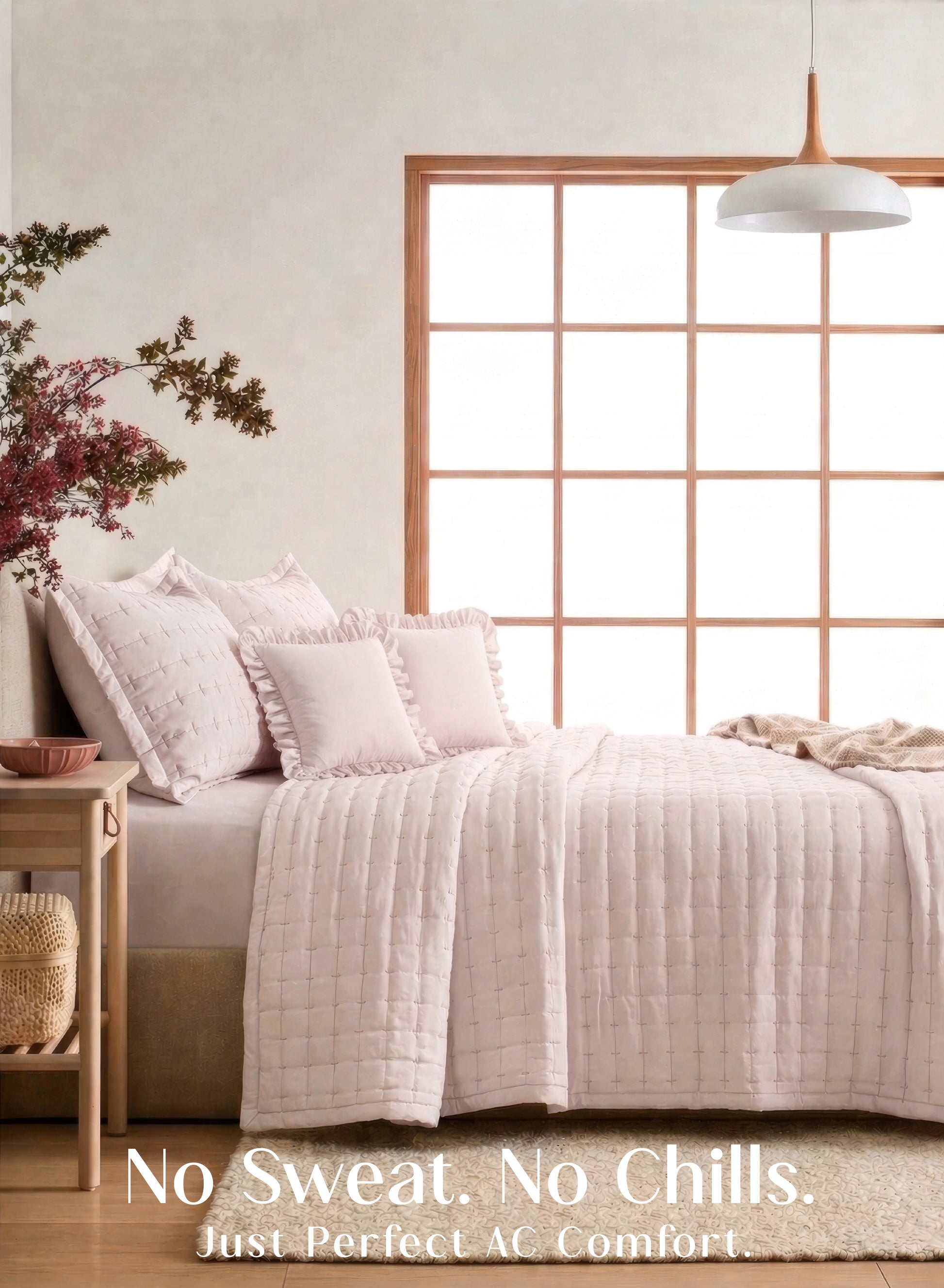 Home Crayons CloudTouch™ 5-Piece AC Comforter Set | 33% Oversized | Includes 2 Pillow & 2 Cushion Covers | Sakura Blush