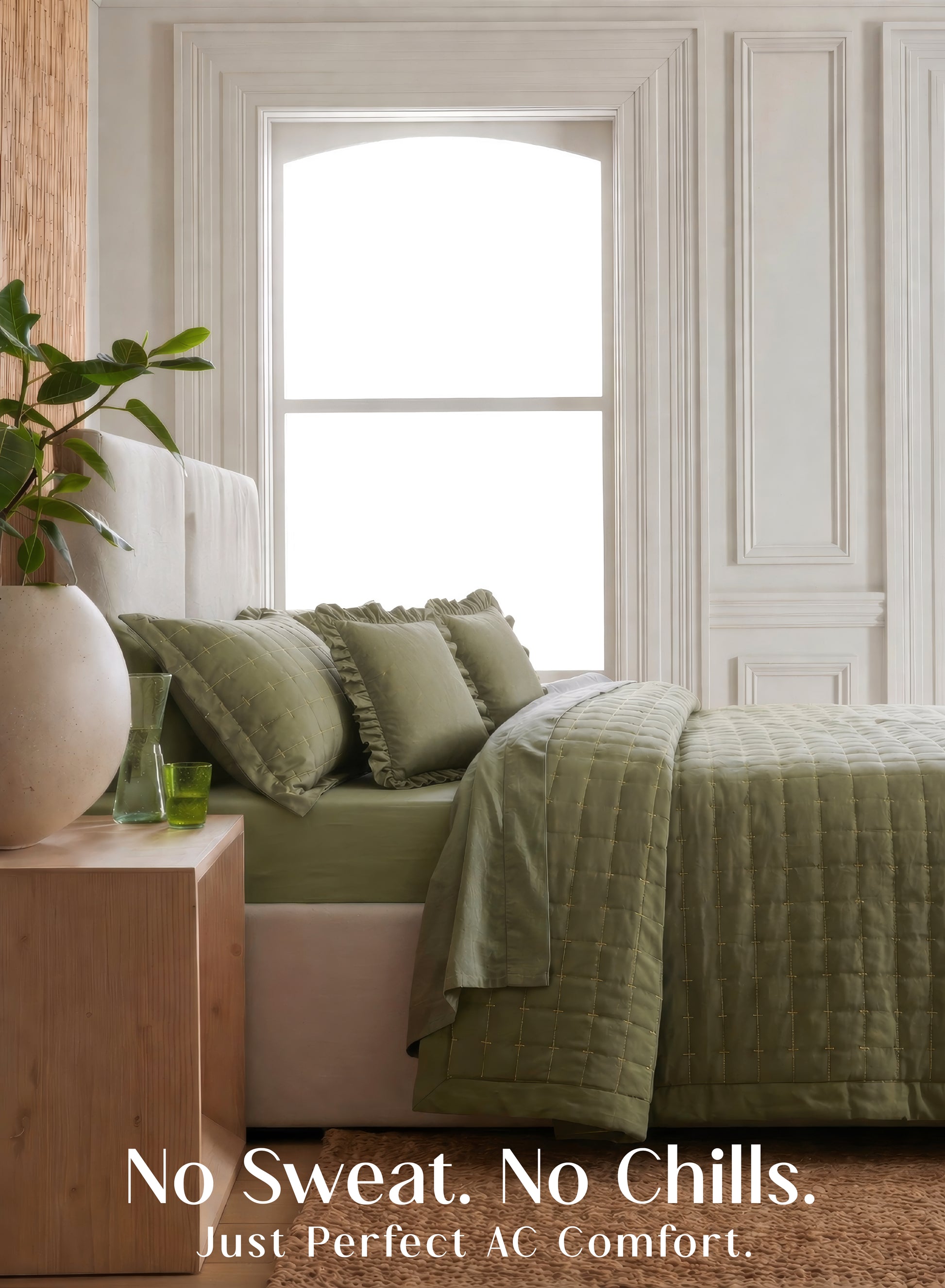 Home Crayons CloudTouch™ 5-Piece AC Comforter Set | 33% Oversized | Includes 2 Pillow & 2 Cushion Covers | Olive Grove