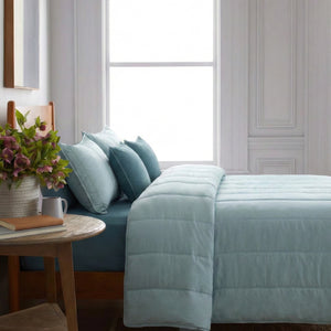 Home Crayons Cocoon AC Comforter Set | 5-Piece Designer Bed Set for Modern Homes | Blue Meadow