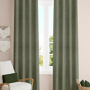 Arezzo Plain Blackout Curtains | Soft Heavy Fabric & Total Light Block | Olive Green | Set of 2 | Fully Customizable