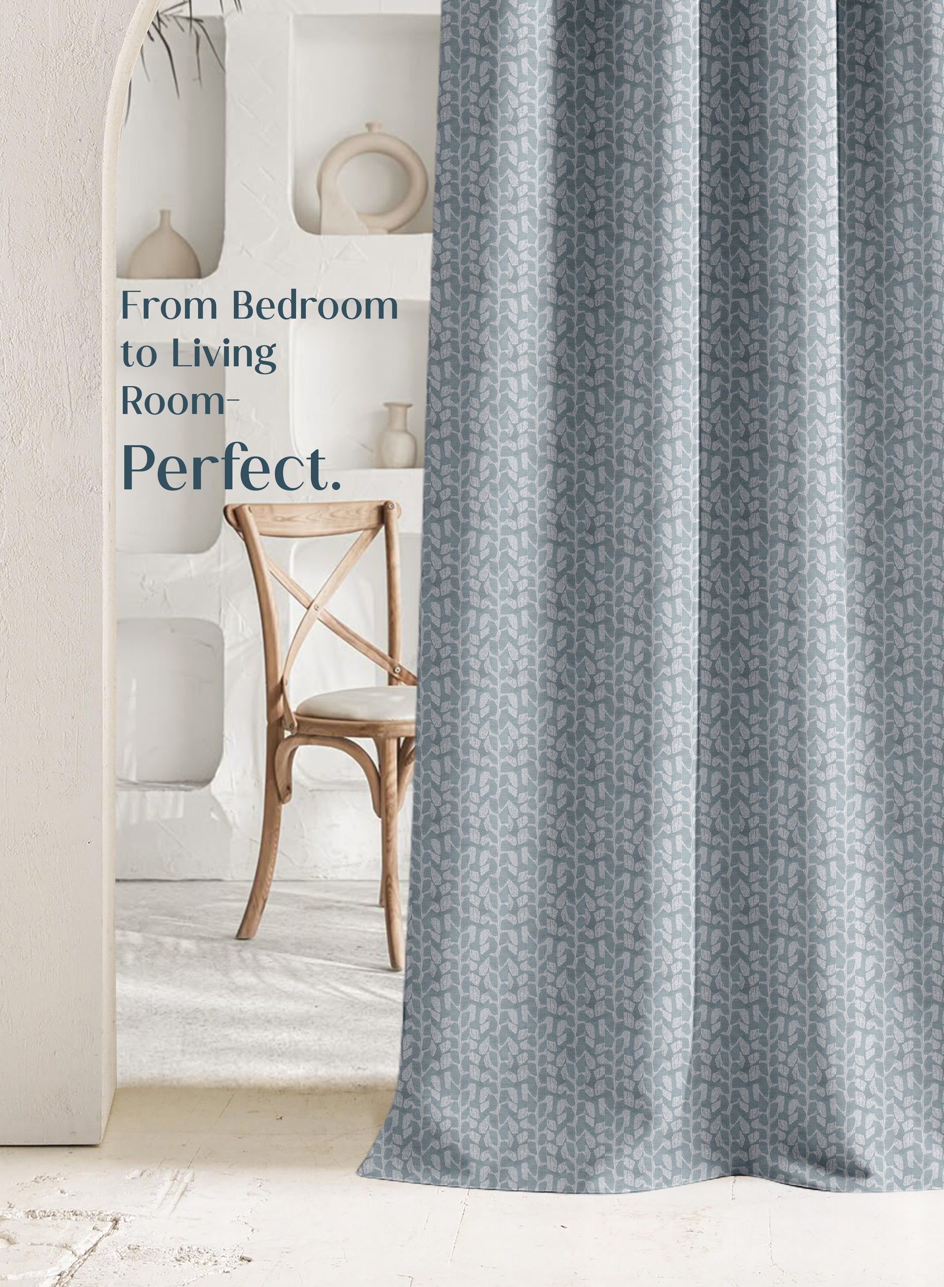 Eudora Jacquard Room Darkening Curtains | Pebble Jacquard Weave | Twilight Aqua | Set of 2 | Fully Customizable