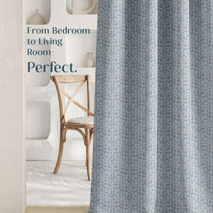 Eudora Jacquard Room Darkening Curtains | Pebble Jacquard Weave | Twilight Aqua | Set of 2 | Fully Customizable