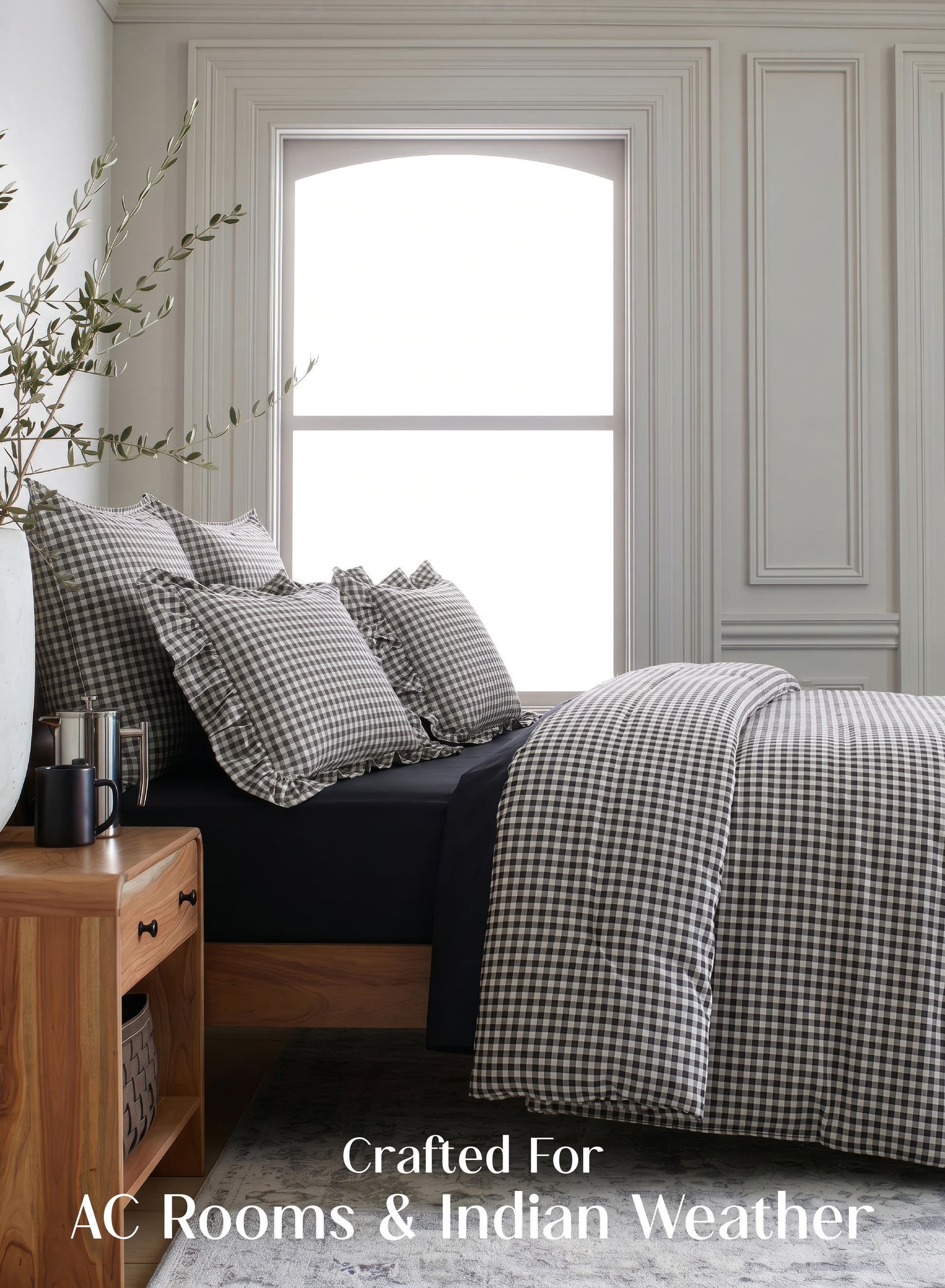 Crayonic™ 5-Piece AC Comforter Set | Signature Designer Comforter Set | Midnight Gingham